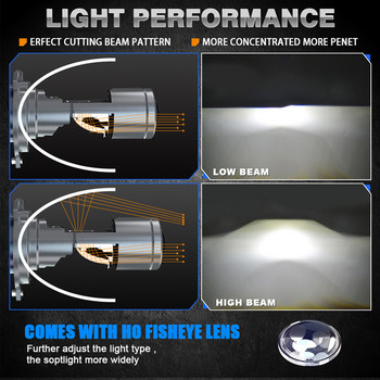 2Pc 100W H4 LED Projector 60000LM Car Headlight Bulbs Bi-LED Mini Lens Projector H4 Mini Projector Lens 6000K Headlight projecto