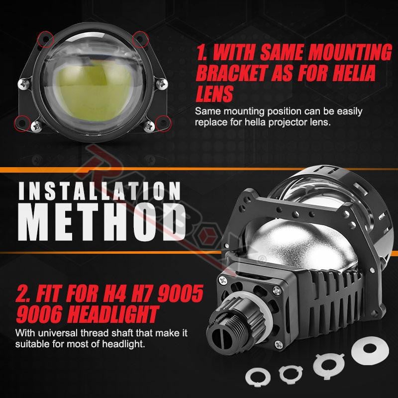3,0 hüvelykes Bi LED lencse fényszóró projektor lencsék Hi/Lo Beam autólámpák készletek utólag beépíthető H4 H7 9005 HB3 9006 HB4 fényszóró egység