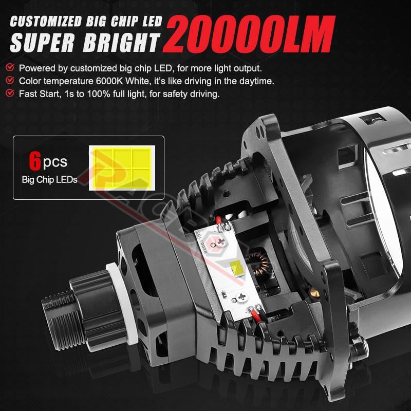 3,0 hüvelykes Bi LED lencse fényszóró projektor lencsék Hi/Lo Beam autólámpák készletek utólag beépíthető H4 H7 9005 HB3 9006 HB4 fényszóró egység