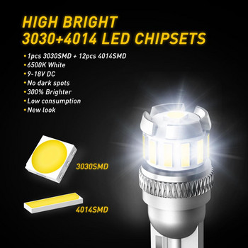 10X W5W LED T10 λαμπτήρες LED Canbus 4014 3020SMD Για Φώτα θέσης στάθμευσης αυτοκινήτων BMW Audi Εσωτερικός χάρτης Φώτα θόλου 12V Λευκό 6500K