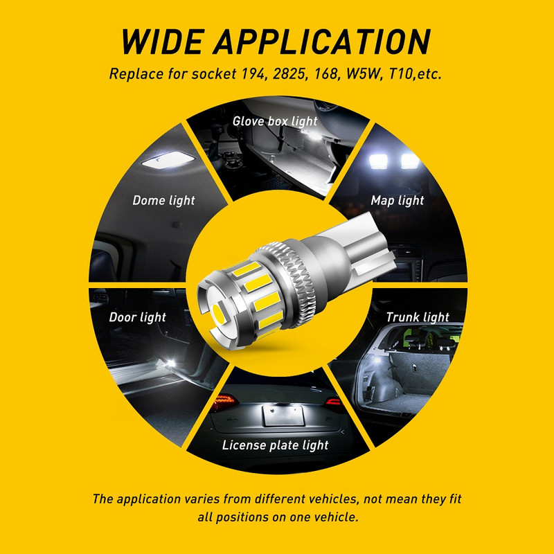 10X W5W LED T10 LED žarulje Canbus 4014 3020SMD za BMW Audi Pozicijska svjetla za parkiranje automobila Unutrašnja kupolasta svjetla 12V Bijela 6500K