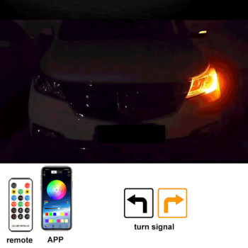 2022 Το νεότερο LED Φως κουκούλας αυτοκινήτου Φώτα ημέρας Αυτόματο τηλεχειριστήριο Εφαρμογή RGB Ροή φλας Οδηγός φλας λεπτής λωρίδας Στυλ λάμπας 12V