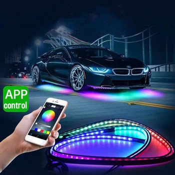 Автомобилен подсветещ неонов акцент LED ленти Светлини Приложение/Дистанционно управление RGB Автоматичен екстериор Декоративна лампа за атмосфера на околната среда