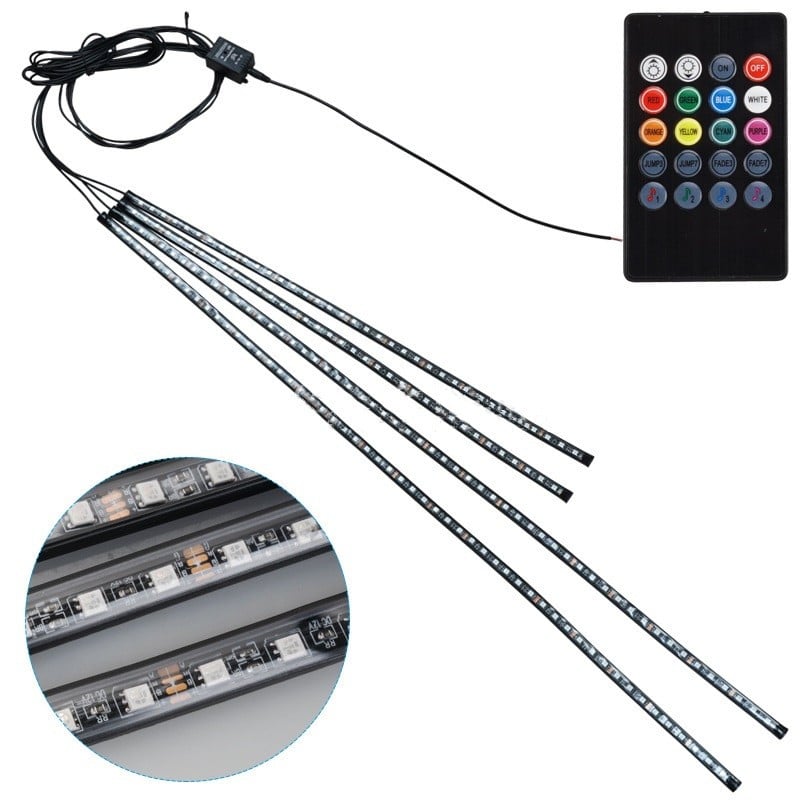 Lumini de bandă LED cu accent neon pentru mașină, aplicație/comandă de la distanță RGB, lampă decorativă pentru atmosferă ambientală, exterior, sub caroserie