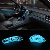 Benzi luminoase Decorare interioară Lampă decorativă Mașină 12V LED Lumini reci Neon Flexibil EL Sârmă Car Styling 5m 2m 1m