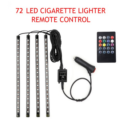 LED-auto jalavalgusti ümbritsev lamp USB juhtmevaba muusika kaugjuhtimispuldiga mitme režiimiga Autode interjööri dekoratiivsed RGB tuled