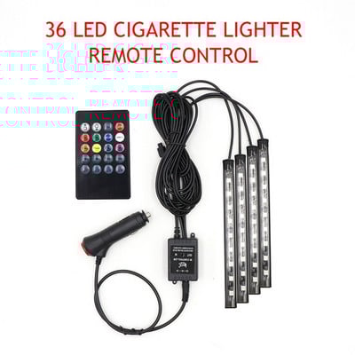 LED-auto jalavalgusti ümbritsev lamp USB juhtmevaba muusika kaugjuhtimispuldiga mitme režiimiga Autode interjööri dekoratiivsed RGB tuled