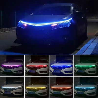 Led autó motorháztető lámpák univerzális fényszórószalag, rugalmas vágható autós dekoratív légköri lámpák DRL automatikus nappali menetlámpák
