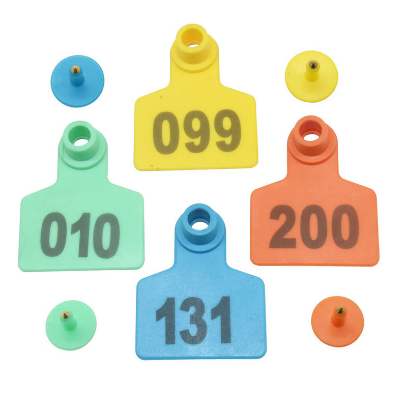 Laser cu cuvântul Semnaliza la ureche de porc Nr. 001-100 Cercei cu cap de cupru Echipament de porc Cărți de identificare pentru animale 100 buc