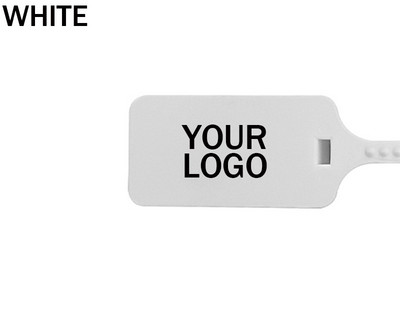 50 de bucăți cu logo personalizat, marca de pantofi, cu fermoar inviolabil, cu etichetă albă, de unică folosință, din plastic, sigilii personalizate de securitate, 11,8"