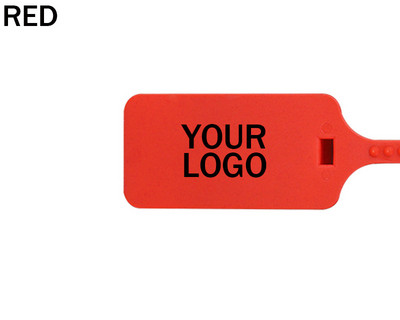 50 de bucăți cu logo personalizat, marca de pantofi, cu fermoar inviolabil, cu etichetă albă, de unică folosință, din plastic, sigilii personalizate de securitate, 11,8"