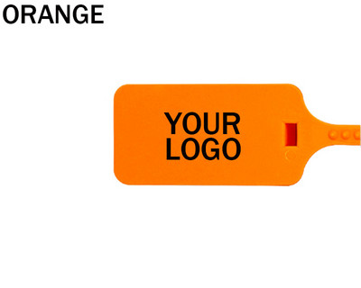 50 de bucăți cu logo personalizat, marca de pantofi, cu fermoar inviolabil, cu etichetă albă, de unică folosință, din plastic, sigilii personalizate de securitate, 11,8"