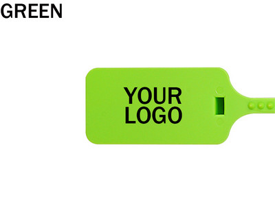 50 de bucăți cu logo personalizat, marca de pantofi, cu fermoar inviolabil, cu etichetă albă, de unică folosință, din plastic, sigilii personalizate de securitate, 11,8"