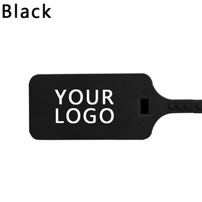 50 de bucăți cu logo personalizat, marca de pantofi, cu fermoar inviolabil, cu etichetă albă, de unică folosință, din plastic, sigilii personalizate de securitate, 11,8"
