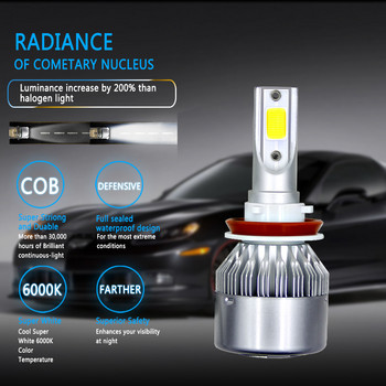 2 τμχ C6 H1 H3 Led Headlight Bulbs H7 Car Lights H4 880 H11 HB3 9005 HB4 9006 H13 6000K 80W 12V 8000LM Auto Headlamps