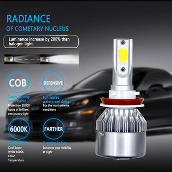 2 τμχ C6 H1 H3 Led Headlight Bulbs H7 Car Lights H4 880 H11 HB3 9005 HB4 9006 H13 6000K 80W 12V 8000LM Auto Headlamps