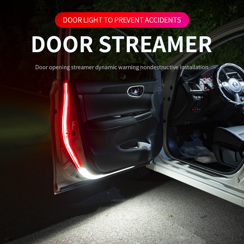 Bandă luminoasă cu LED pentru deschiderea ușii mașinii, 120 cm, decorare, lampă decorativă de bun venit, protecție împotriva coliziunilor din spate, accesorii auto 12v