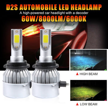 1 чифт LED крушки за фарове D2S D4S 60w 8000lm/комплект 6000K Cool White Led светлини за автомобилни фарове за мъгла