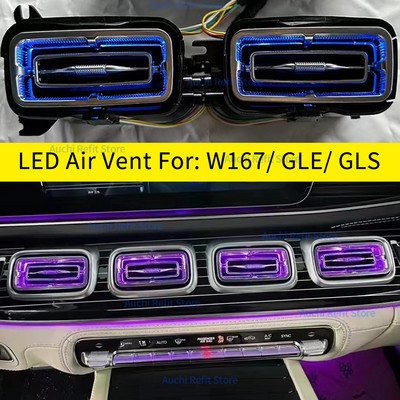 3/64 krāsu automašīnas LED gaisa izplūdes atveres Mercedes-Benz C GLC klasei W205 X253 W213 W222 W117 X156 W176 turbo sprauslas apkārtējā gaisma