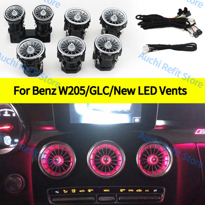3/64 krāsu automašīnas LED gaisa izplūdes atveres Mercedes-Benz C GLC klasei W205 X253 W213 W222 W117 X156 W176 turbo sprauslas apkārtējā gaisma