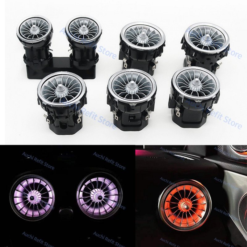 3/64 spalvotos automobilio LED oro išleidimo angos, skirtos Mercedes-Benz C GLC klasė W205 X253 W213 W222 W117 X156 W176 turbo purkštuko aplinkos šviesa