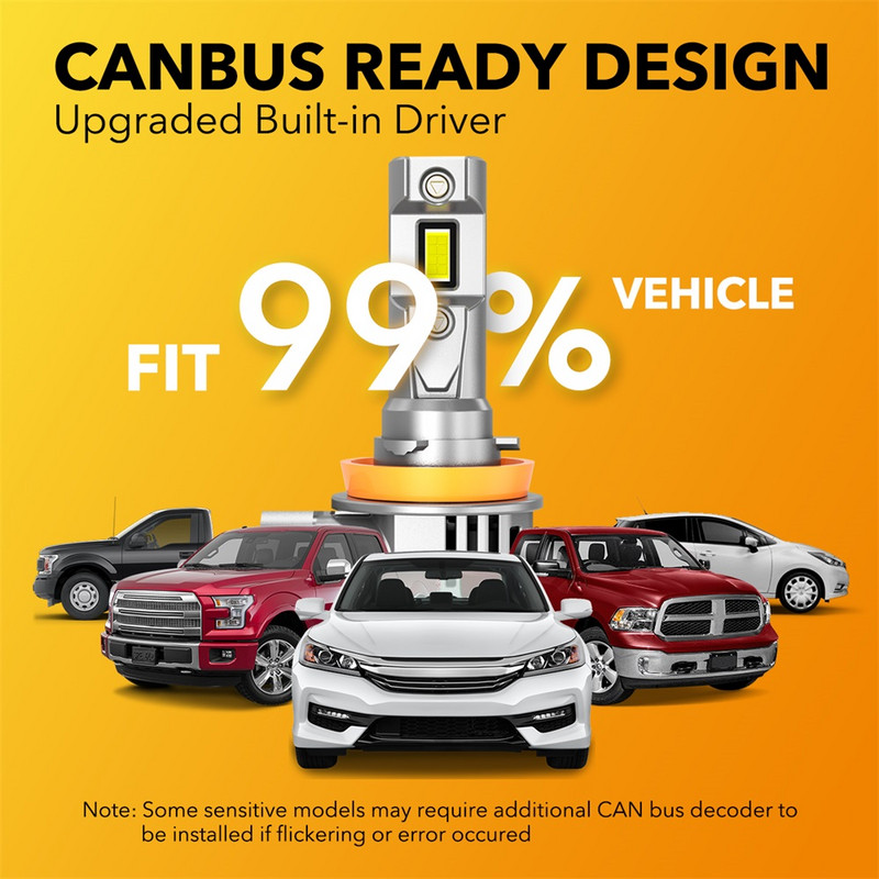 OXILAM 2 buc H8 LED Fara fara erori H11 60W 9005 9006 9012 HB3 HB4 HIR2 12V CSP H9 H16 Turbo 16000LM 6500K LED far auto