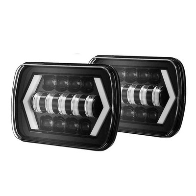 7X6" 5x7" inča LED prednja svjetla 55W Hi-Low Beam Halo DRL s H4 kabelskim snopom za Chevrolet Jeep Cherokee XJ Toyota Tacoma Kamion 12 24V