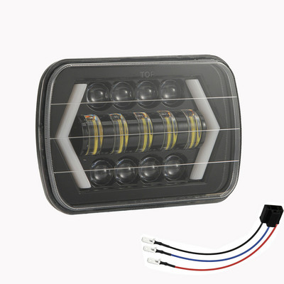 7X6" 5x7" inča LED prednja svjetla 55W Hi-Low Beam Halo DRL s H4 kabelskim snopom za Chevrolet Jeep Cherokee XJ Toyota Tacoma Kamion 12 24V