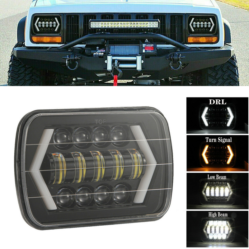 7X6" 5x7" tollised LED-esituled 55W lähituledega Halo DRL koos H4 rakmetega Chevrolet Jeep Cherokee XJ Toyota Tacoma Truck 12 24V jaoks