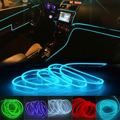 3M kék LED autóbelső dekorációs lámpa EL vezetékes neon csík auto barkácsoláshoz, rugalmas környezeti világításhoz USB-vel