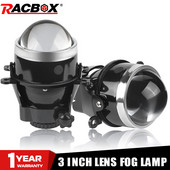 3 collu miglas luktura biksenona projektora objektīva tālās/tuvās gaismas ūdensnecaurlaidīgs miglas lukturis Piemērots D2H H11/H9/H8 ksenona LED lampai