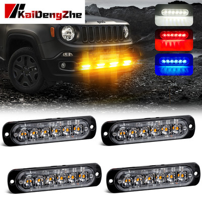 6 LED-es autós villogó lámpa vészlámpa, rács meghibásodása, automatikusan villogó autós teherautó utánfutó lámpa figyelmeztető lámpák SUV motorkerékpárhoz