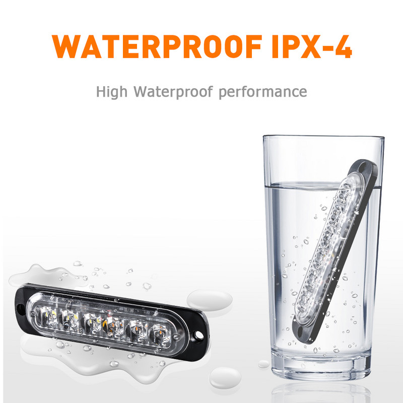 6 LED automobilių blykstės šviesos avarinės lemputės grotelių gedimas automatiškai mirksinčios automobilio sunkvežimio priekabos lempos įspėjamieji žibintai visureigio motociklui