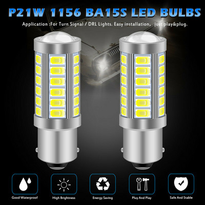 BA15S, P21W LED izzó, 10-30V, CANBUS, 2100lm, fehér, lencsével 