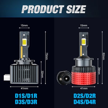 60000LM D3S LED фарове Canbus D1S D2S D4S D5S D1R D2R D3R D4R D5R 120W LED Turbo 5070 CSP чип 6000K Бял 12V 24V