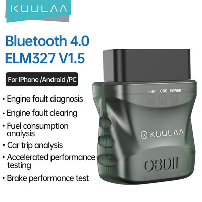KUULAA ELM327 V1.5 OBD2 скенер Bluetooth 4.0 OBD 2 автомобилен диагностичен инструмент за IOS Android PC ELM 327 скенер OBDII четец