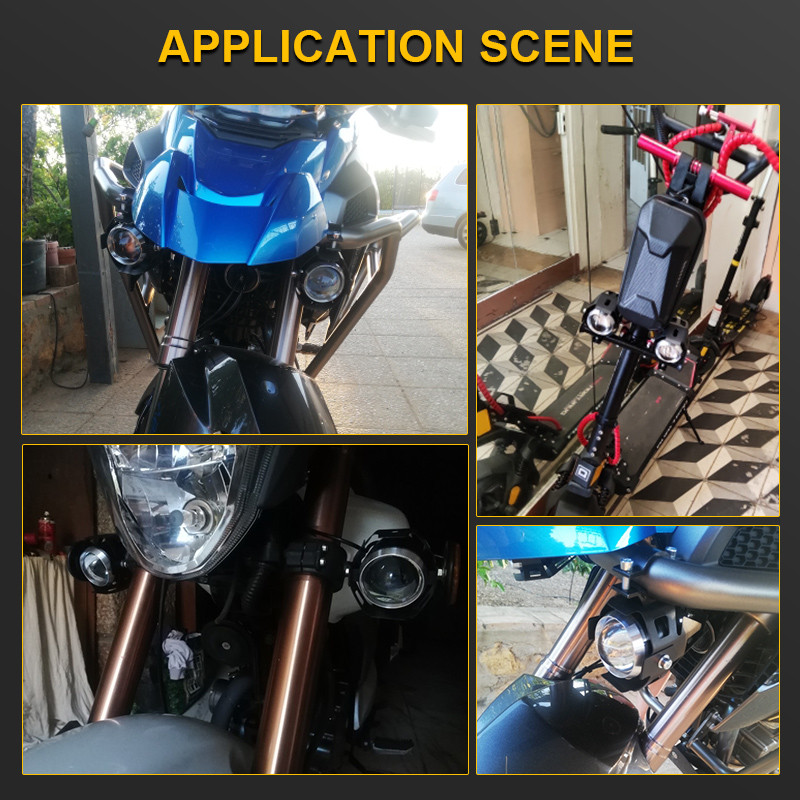 Motociklo priekinis žibintas U5 LED prožektoriai Moto pagalbiniai žibintai DRL motociklų žibintai rūko žibintai universalūs 12V dviračiams automobiliams