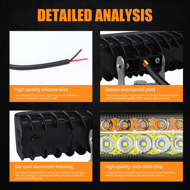 Bară luminoasă de lucru rezistentă la apă Proiector cu LED Bară Offroad 12V 24V Lampă de ceață LED pentru camion Off Road SUV Conducere mașină ATV Barcă