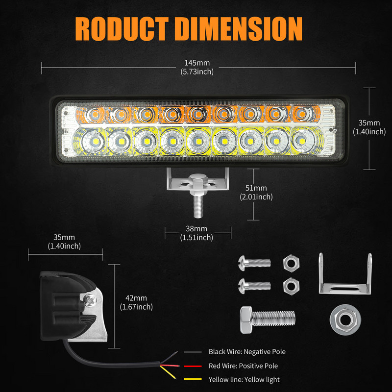 Bară luminoasă de lucru rezistentă la apă Proiector cu LED Bară Offroad 12V 24V Lampă de ceață LED pentru camion Off Road SUV Conducere mașină ATV Barcă
