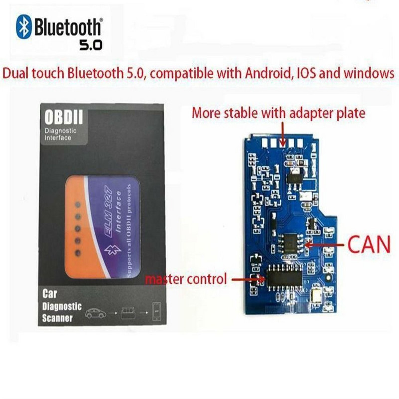 ELM327 EOBD Bluetooth Diagnostic OBD2 Instrument de scanare a motorului de mașină Cititor de coduri de eroare