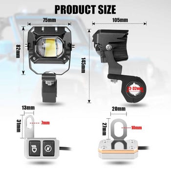 Προβολείς μοτοσικλέτας Demon Eye Spotlight 90W Led βοηθητικός προβολέας 5000lm Προβολείς ομίχλης High Beam Driving Lighting Lens Headlight Bulb