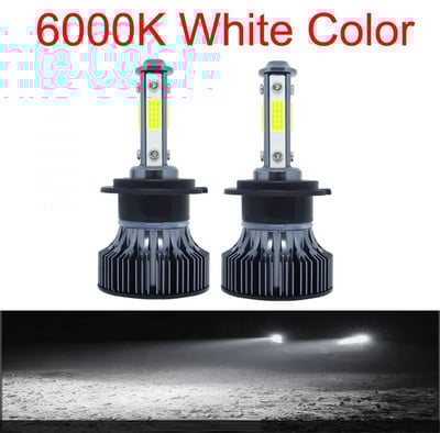 2 buc. faruri cu LED-uri pentru mașină 20000LM H7 H11 becuri de ceață 9006/HB4 9005/HB3 9012 HIR2 5202 6000K 2/4 laturi COB chip auto becuri faruri auto