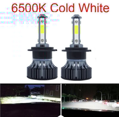 2 buc. faruri cu LED-uri pentru mașină 20000LM H7 H11 becuri de ceață 9006/HB4 9005/HB3 9012 HIR2 5202 6000K 2/4 laturi COB chip auto becuri faruri auto