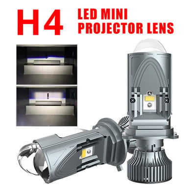H4 120W 30000LM Супер ярки автомобилни LED фарове Auto 9003/HB2 Мини проектор с двойна леща, крушка с високи къси светлини