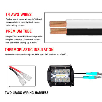 2,2 метра Комплект кабелни снопове за 4 светлини 2 светлини Предпазител Превключвател за включване и изключване 12V реле 480W/300w за офроуд автомобил LED лента за работно осветление