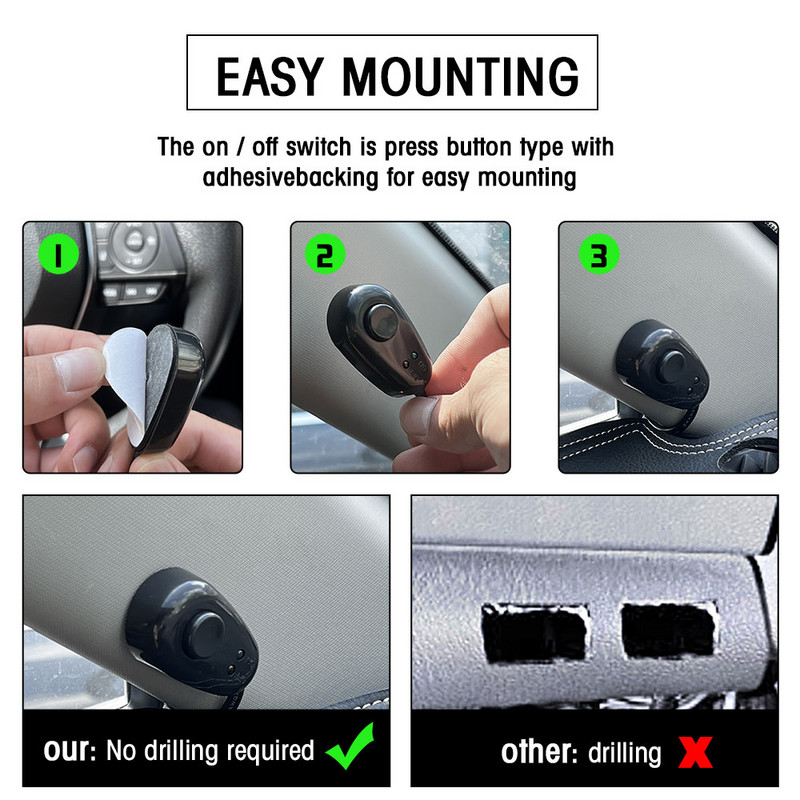 Kit cablaj de 2,2 metri pentru 4 lumini 2 lumini Siguranță întrerupător pornit-oprit 12V releu 480W/300w pentru bara de lumină de lucru cu LED-uri pentru mașini de teren