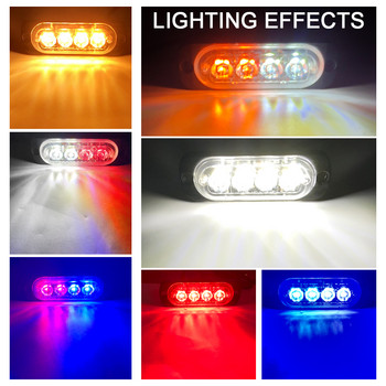 1бр. 4LED мигаща сигнална лампа LED светлинна лента Автомобилен строб Предупредителна светлина Аварийна лампа Светлинна лента за полицейски камион SUV Мотоциклет