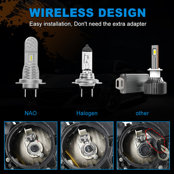 NAO H7 LED Headlight Mini Size Turbo Bulb 30W 12V Wireless for Car Head Lamp Super Bright CSP 6500K White Headfamp Automotive