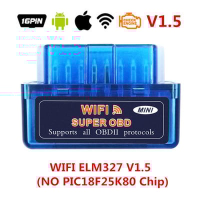 Cel mai bun scaner OBD2 ELM327 V1.5 WIFI OBD 2 Scaner de diagnosticare auto OBDII ELM 327 WI-FI 1.5 Cititor de coduri instrument de diagnosticare auto
