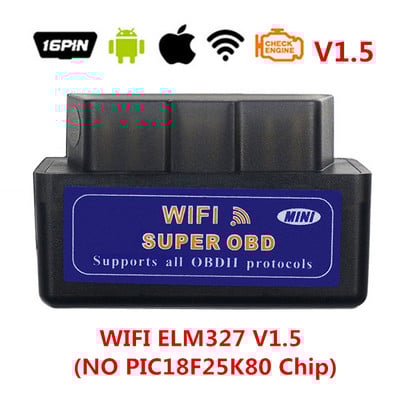Cel mai bun scaner OBD2 ELM327 V1.5 WIFI OBD 2 Scaner de diagnosticare auto OBDII ELM 327 WI-FI 1.5 Cititor de coduri instrument de diagnosticare auto